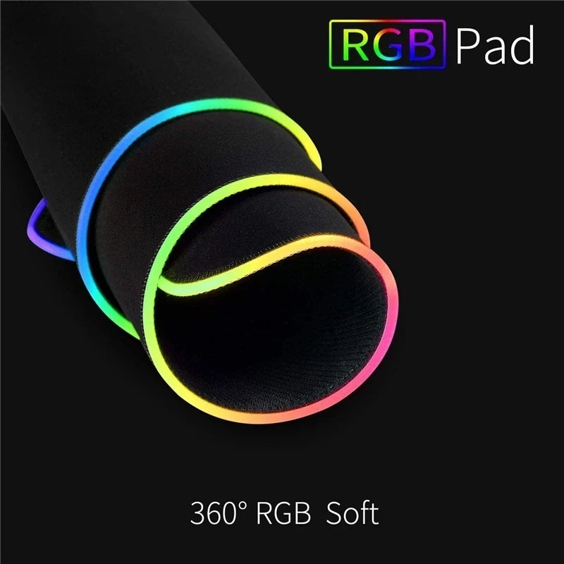 LED Light Mousepad RGB Keyboard Cover Desk Mat Colorful Surface Mouse Pad Waterproof Multi-size Computer Gamer Esports Mouse Pad
