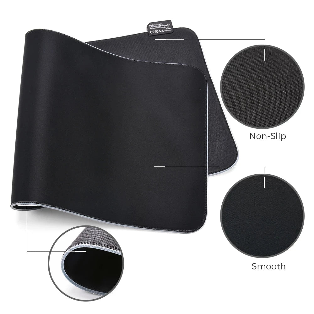 LED Light Mousepad RGB Keyboard Cover Desk Mat Colorful Surface Mouse Pad Waterproof Multi-size Computer Gamer Esports Mouse Pad